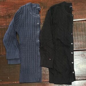Tommy Hilfiger Women’s Black and Blue Cardigan Set (Size Small and Mesium)